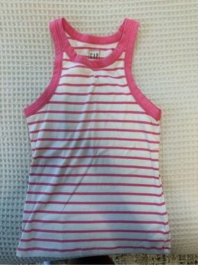 GAP White Tank Top with Pink Stripes